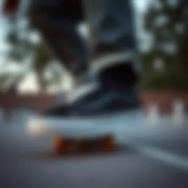 Vans Old Skool Raven in Action Vans Old Skool Raven in a skateboarding environment