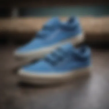 Close-up of the materials used in Vans Old Skool Velcro Blue