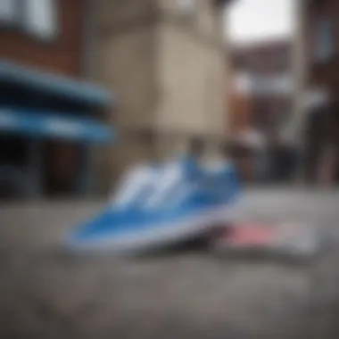 Vans Old Skool White Blue sneakers paired with streetwear fashion