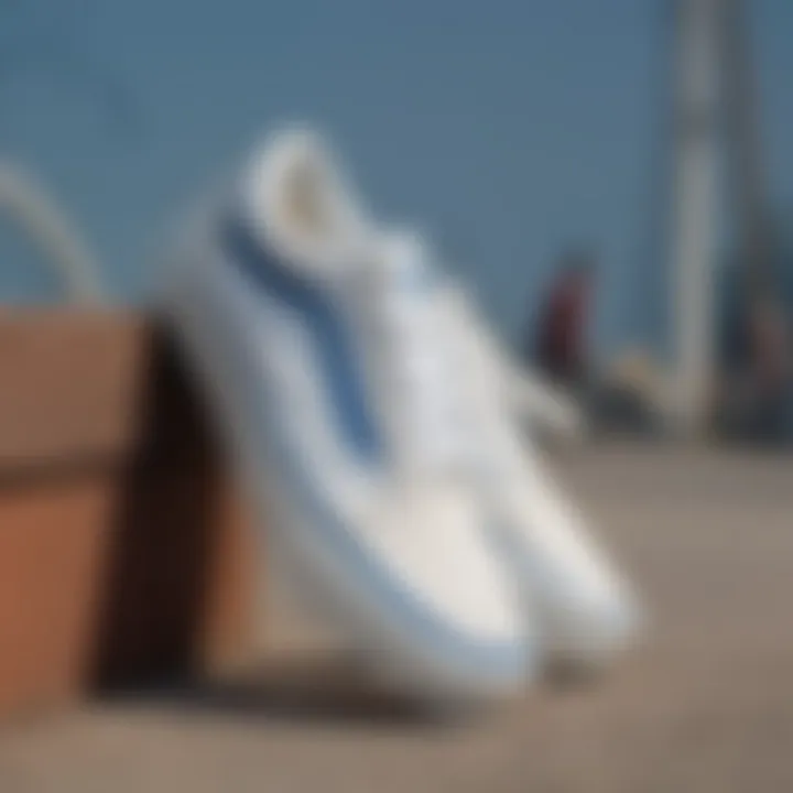 Different angles of Vans Old Skool White Blue showcasing its versatility