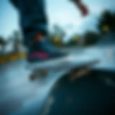 Skater using Vans Sk8 Hi MTE in action at the skatepark
