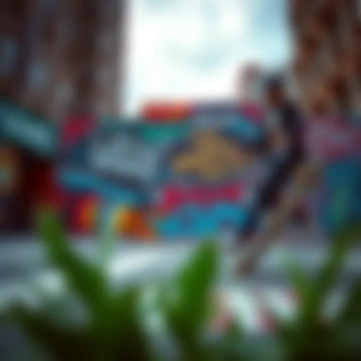 A street art mural featuring Vans imagery and skate culture