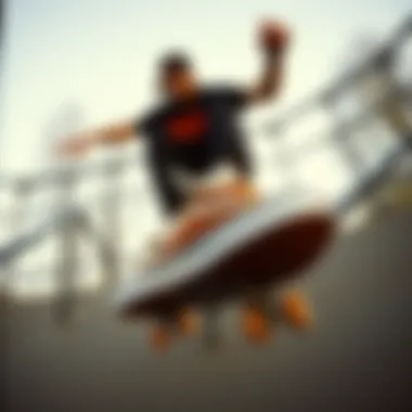 Dynamic Performance with Vans Suede Hi Top Skater performing tricks while wearing Vans Suede Hi Top