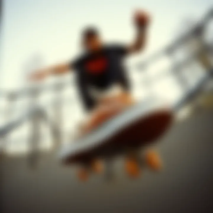 Dynamic Performance with Vans Suede Hi Top Skater performing tricks while wearing Vans Suede Hi Top