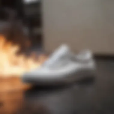 Close-up of the performance features of Vans White Flame