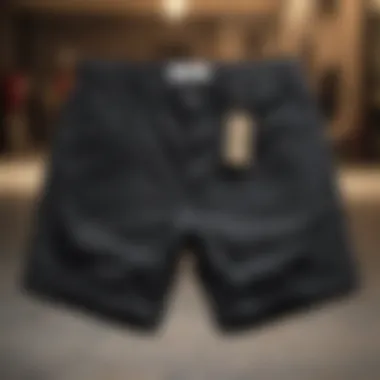 Different styles of black washed shorts on display