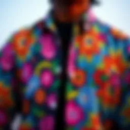 A vibrant 90s button-up shirt showcasing unique patterns