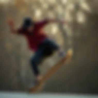 Skater wearing a Volcom flannel shirt while performing tricks