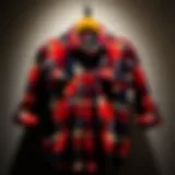 A vibrant Volcom flannel shirt displayed against a textured background