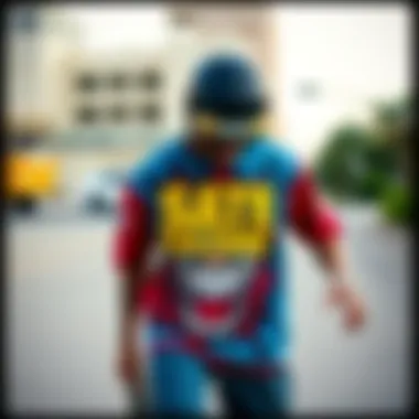 Vibrant XXL graphic tee showcasing a skateboarding theme